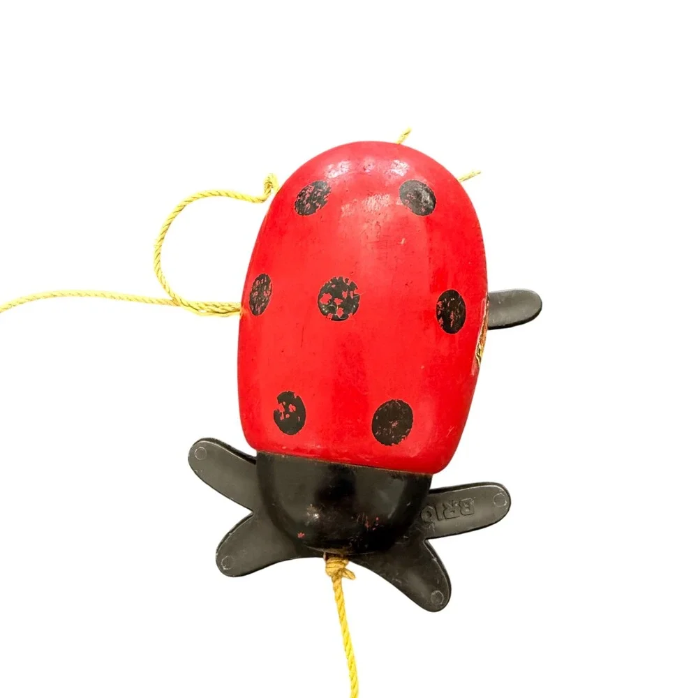 Vintage BRIO Ladybug‎ Wooden Pull Toy Made in Sweden Scandinavian Classic